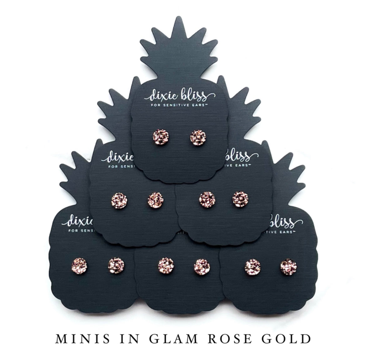 Minis in Glam Rose Gold - Dixie Bliss - Single Stud Earrings