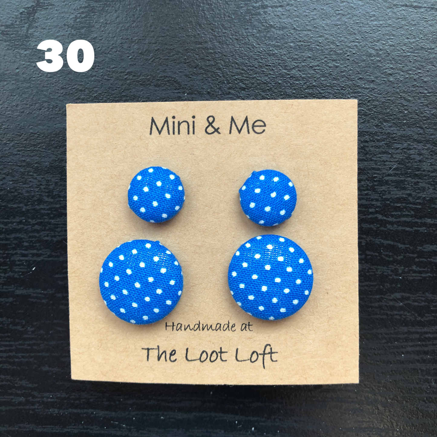 Mini & Me Fabric Cover Button Stud Earrings