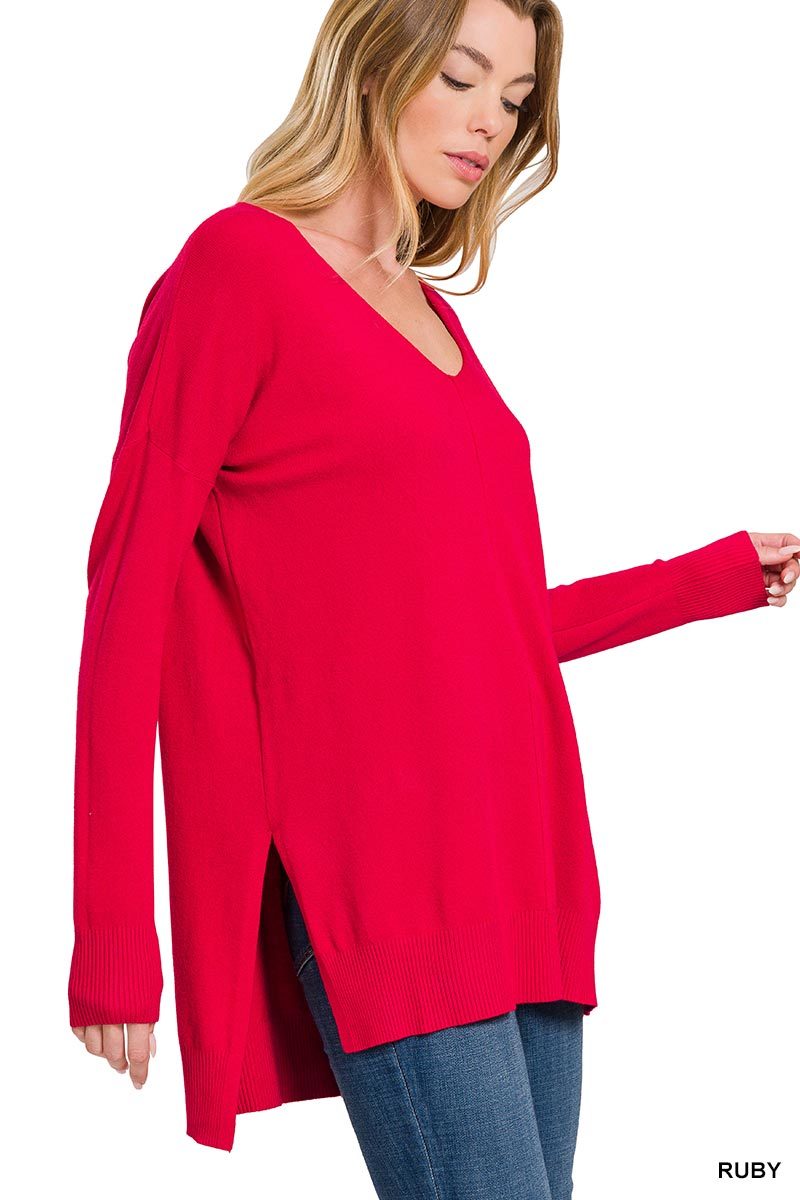 XS & XL ONLY Home At Last Sweater in Ruby