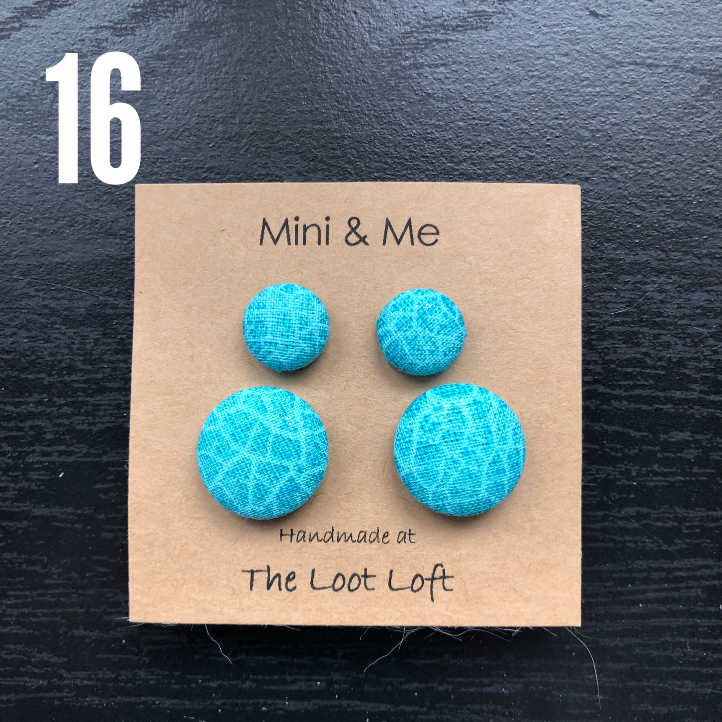 Mini & Me Fabric Cover Button Stud Earrings