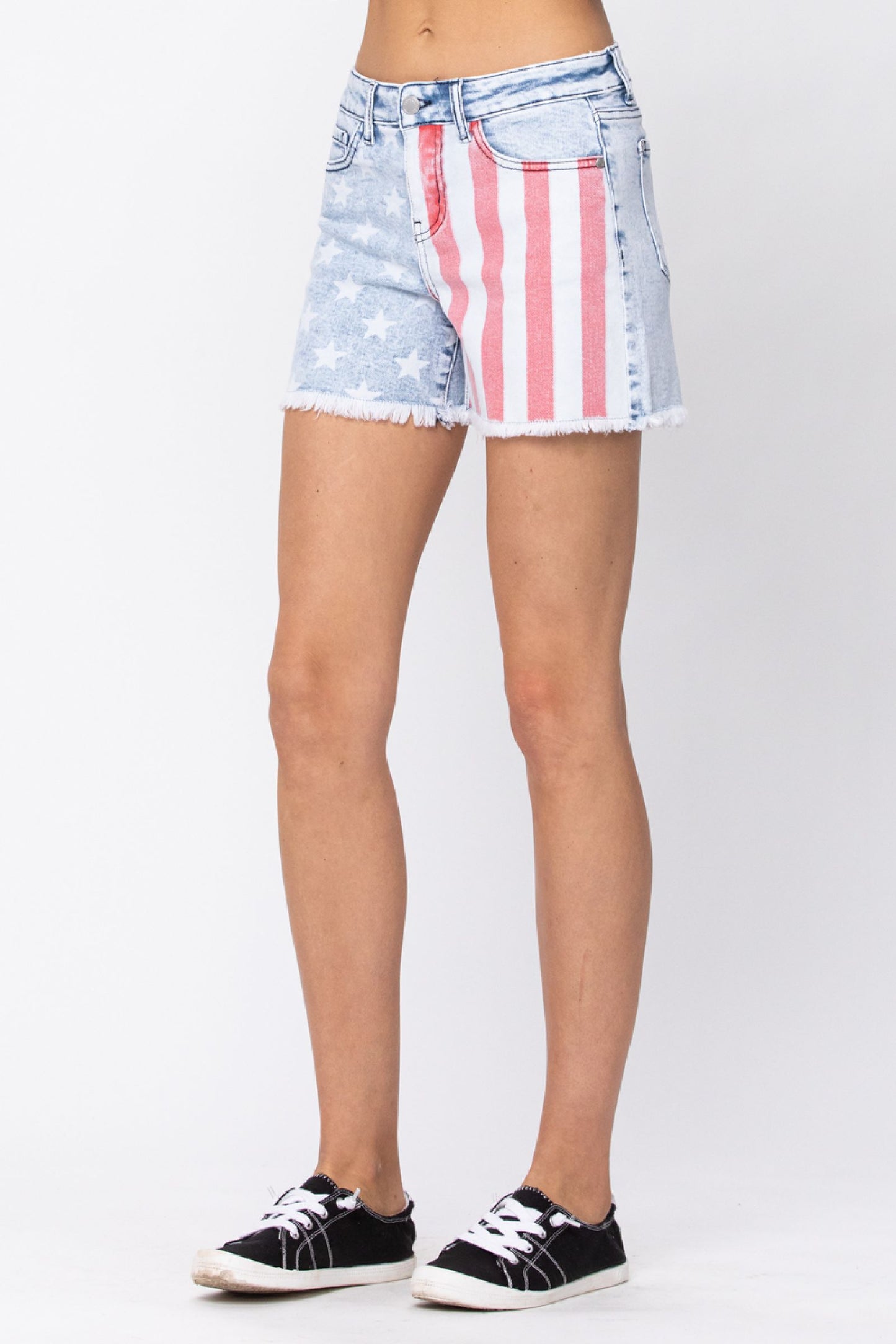 2X ONLY Let Freedom Ring Judy Blue Denim Shorts