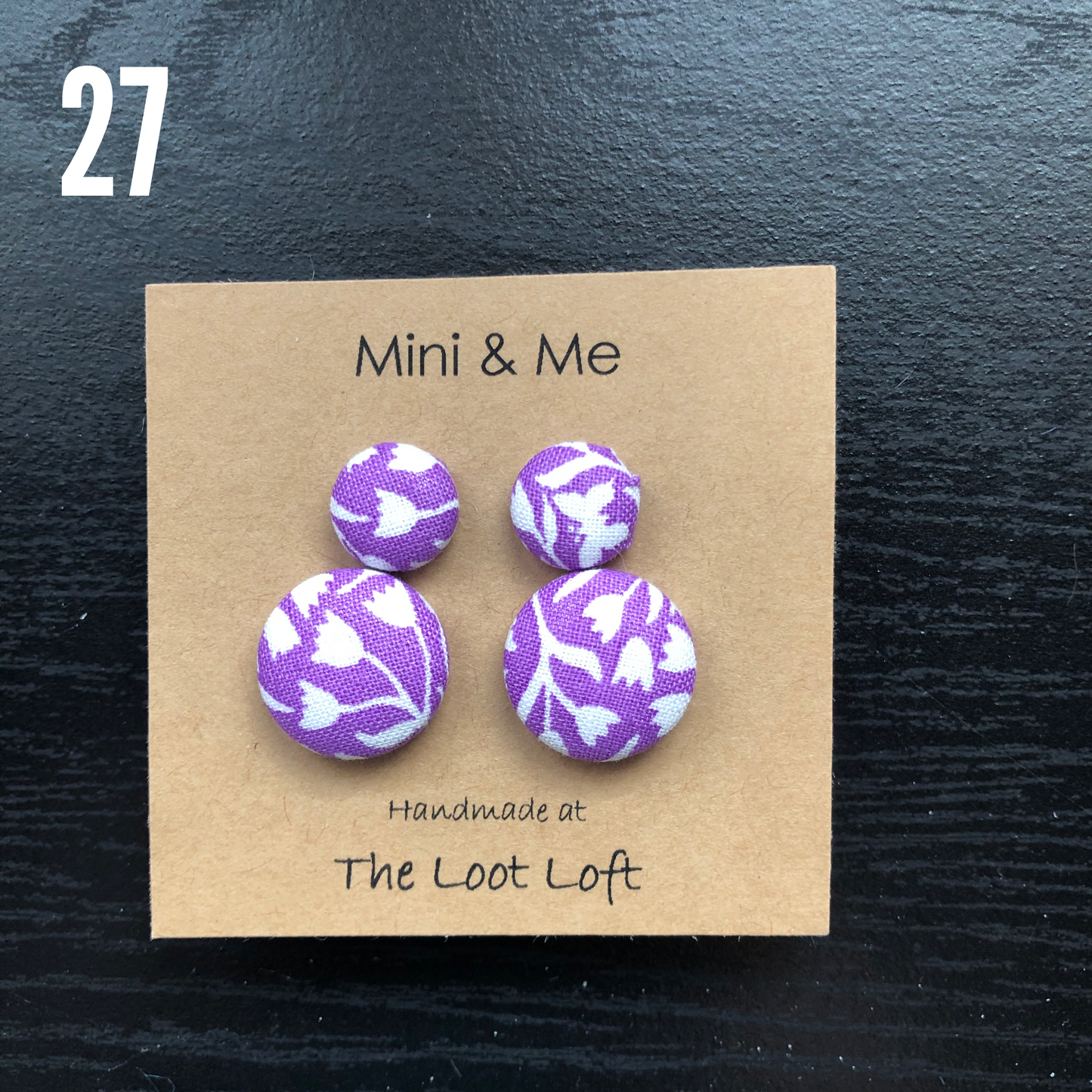 Mini & Me Fabric Cover Button Stud Earrings