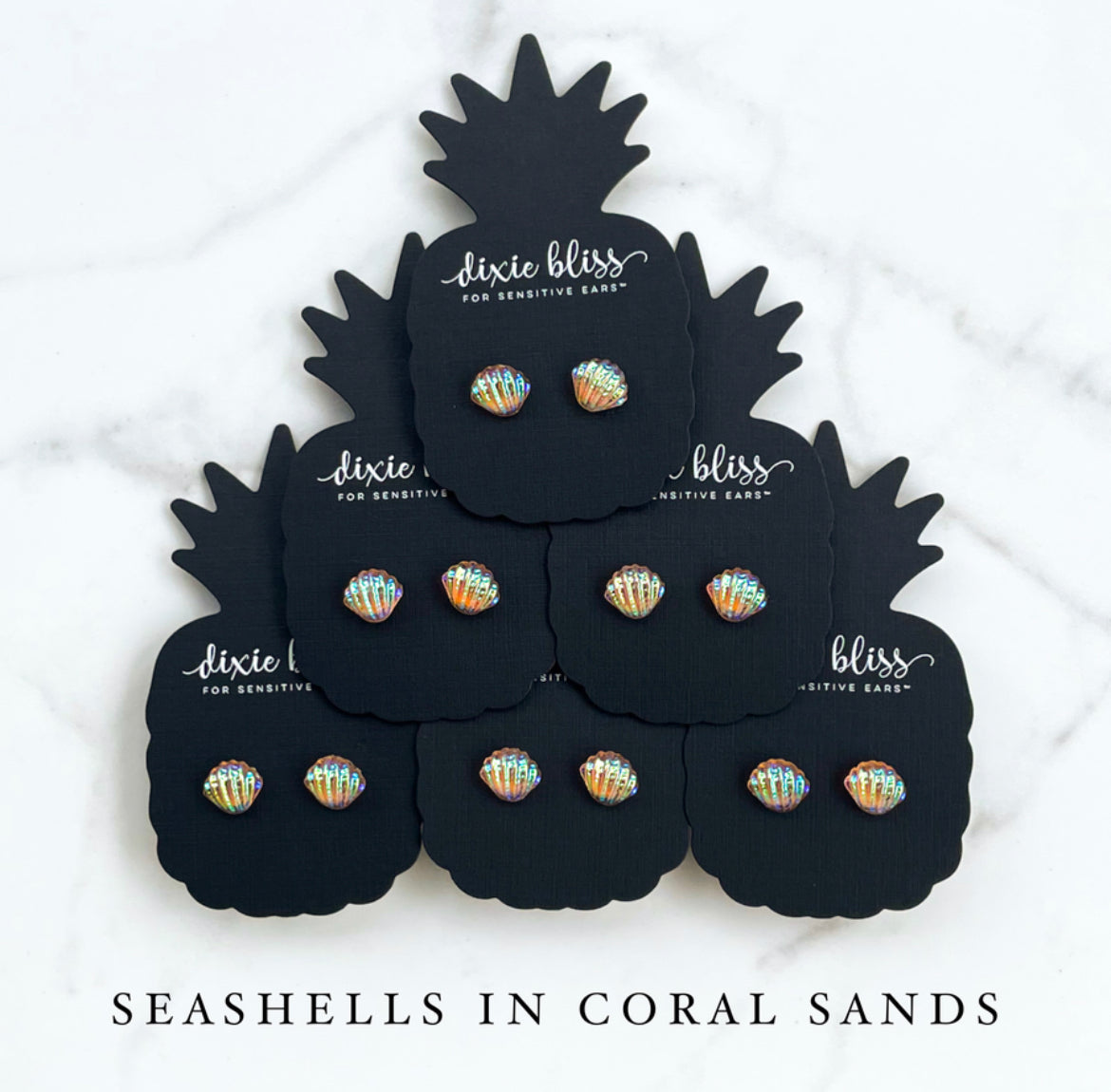 Seashells in Coral Sands - Dixie Bliss - Single Stud Earrings