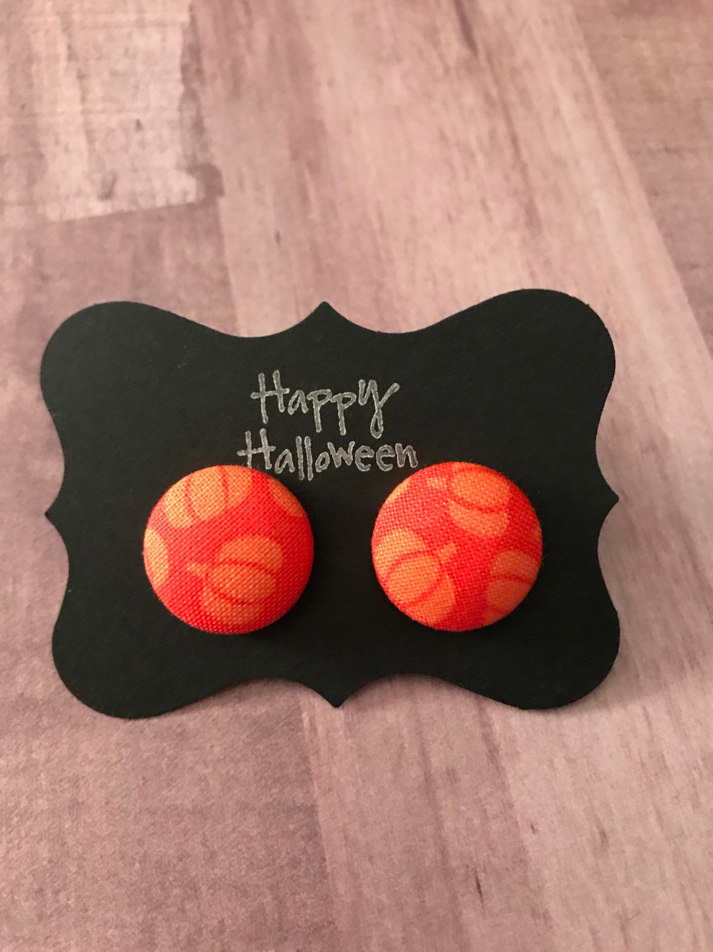 Halloween Fabric Cover Button Stud Earrings