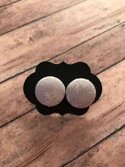 Holiday Fabric Cover Button Stud Earrings