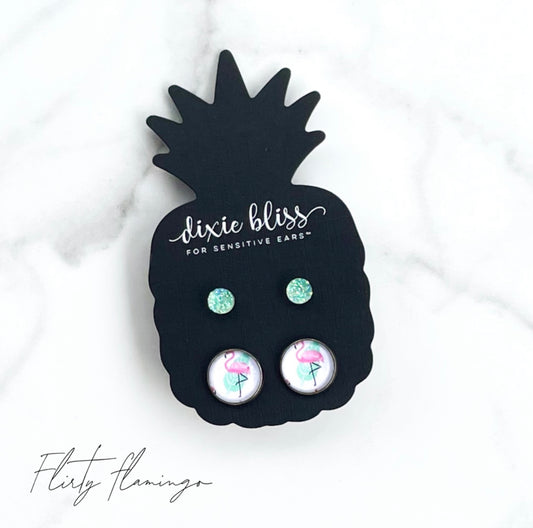 Flirty Flamingo - Dixie Bliss - Duo Stud Earring Set