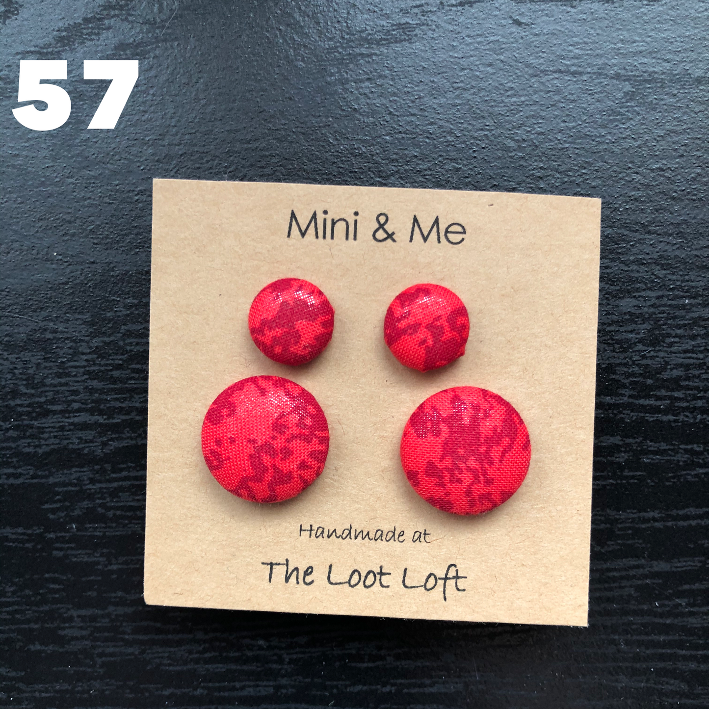 Mini & Me Fabric Cover Button Stud Earrings