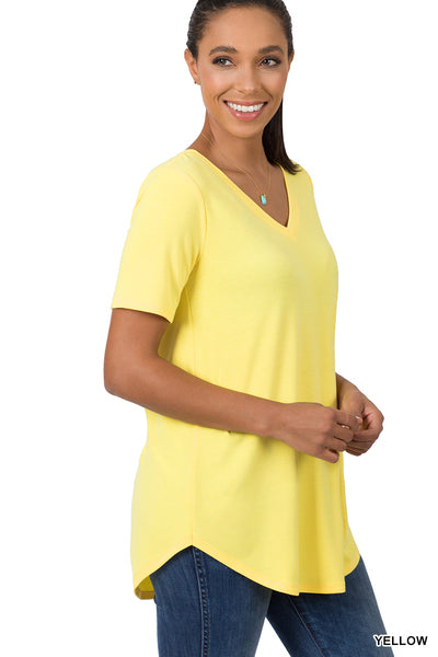 Basic Babe V-Neck Tee in Yellow
