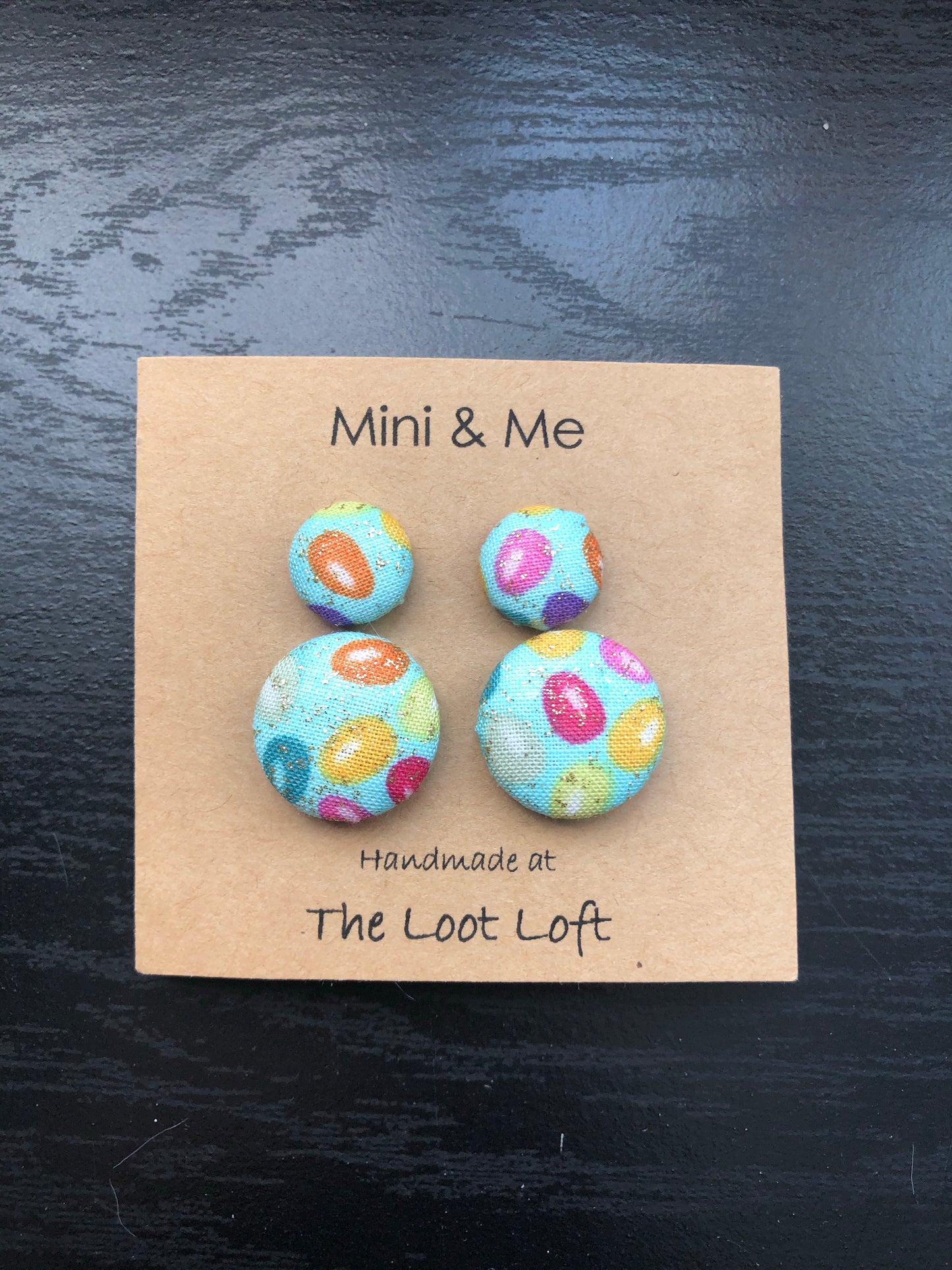 Easter Mini & Me Fabric Cover Button Earrings