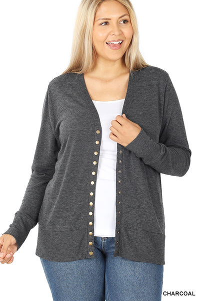 S, XL & 3X ONLY It's a Snap Cardigan in Charcoal