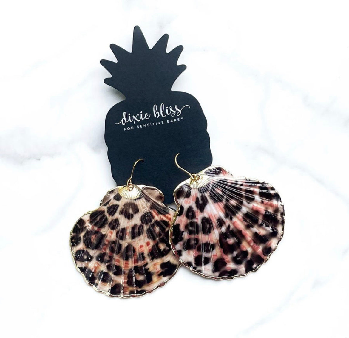 Regal Leopard Scallop Shells - Dixie Bliss - Dangle Earring