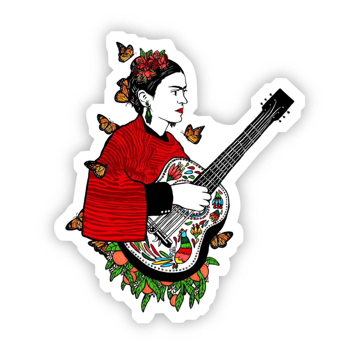 Frida Kahlo - Guitar & Butterfly Sticker