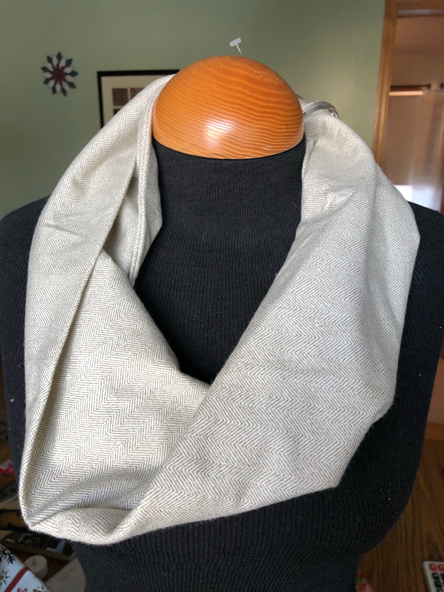 Natural Knit Flannel Infinity Scarf