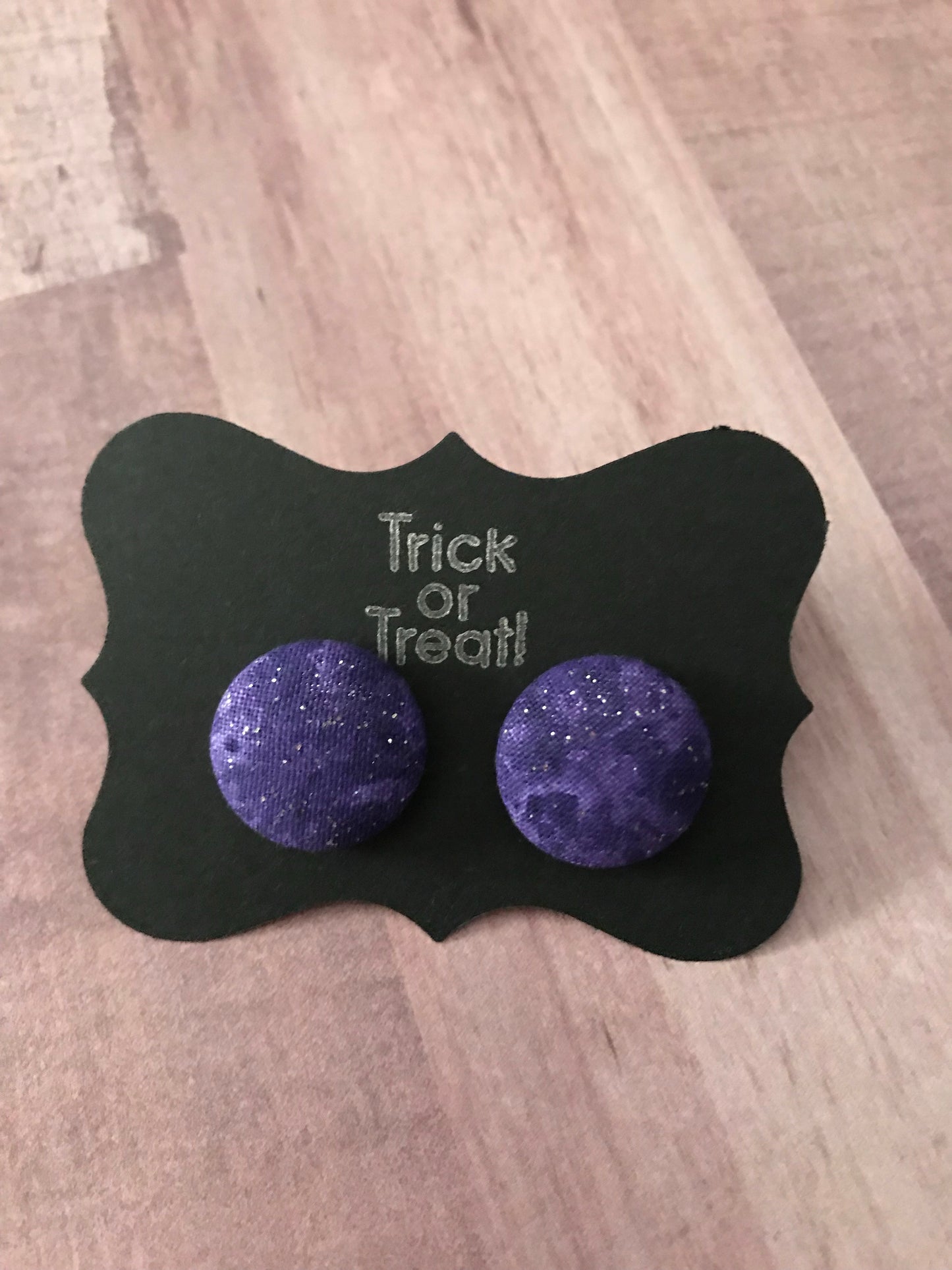 Halloween Fabric Cover Button Stud Earrings