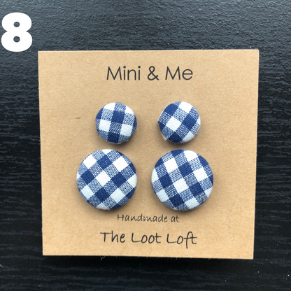 Mini & Me Fabric Cover Button Stud Earrings