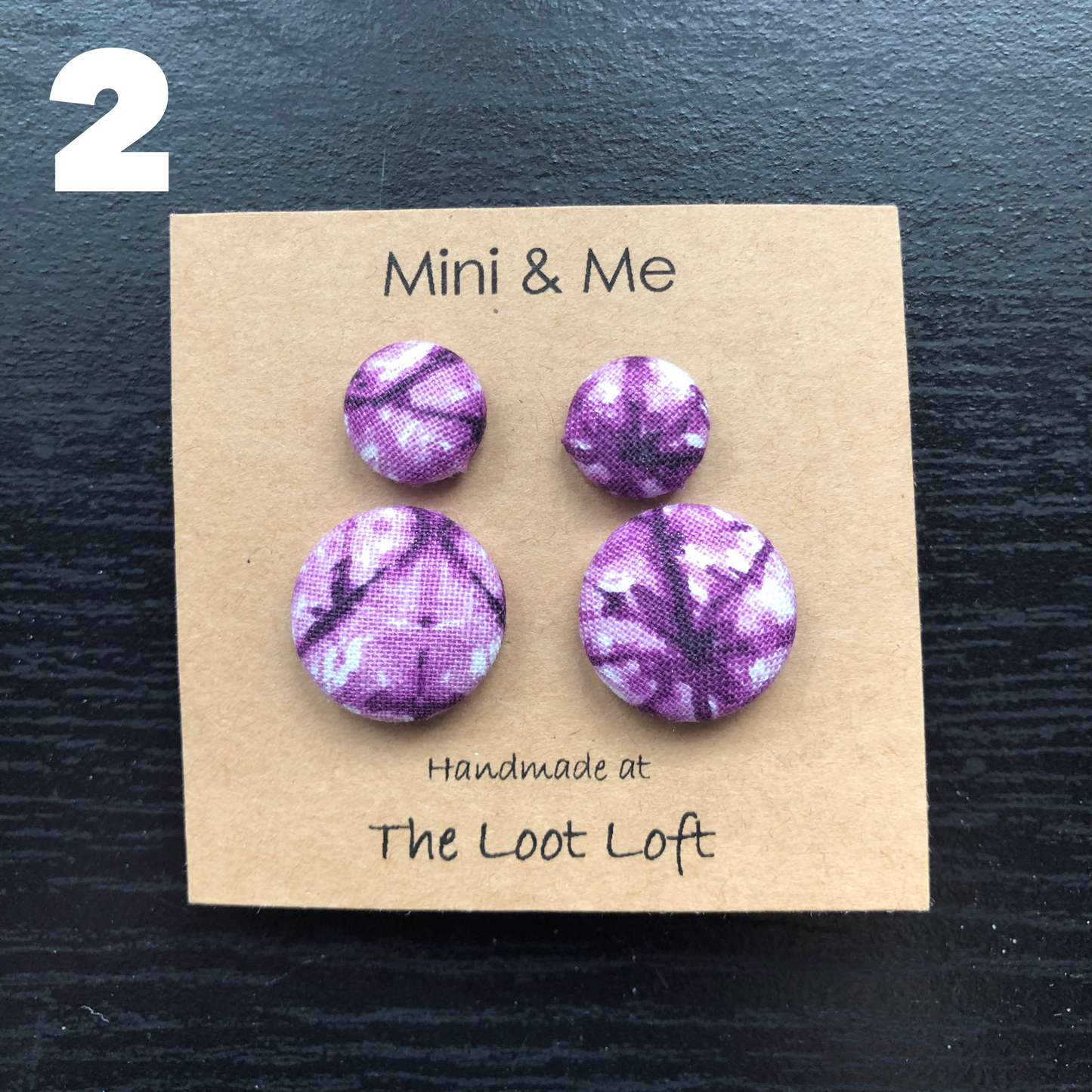 Mini & Me Fabric Cover Button Stud Earrings