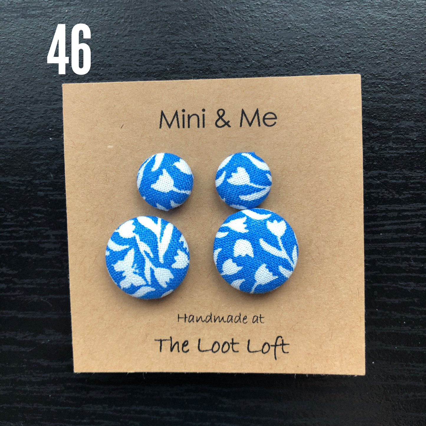 Mini & Me Fabric Cover Button Stud Earrings