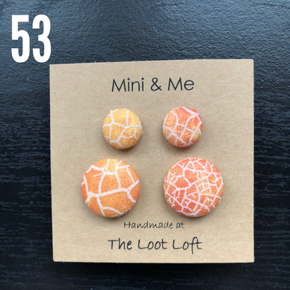 Mini & Me Fabric Cover Button Stud Earrings