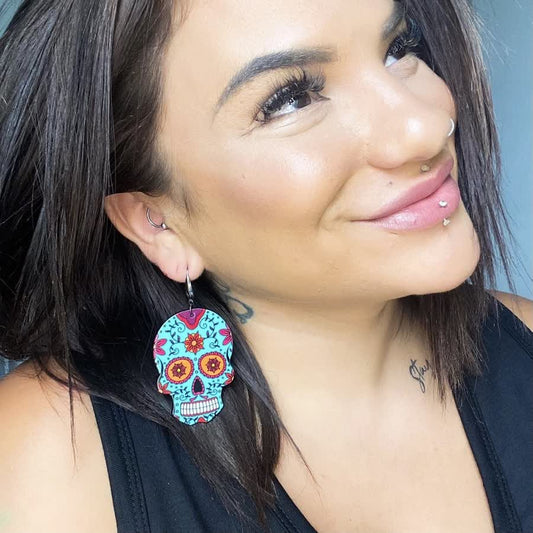 Skull Crush in Teal - Dixie Bliss - Dangle Earring