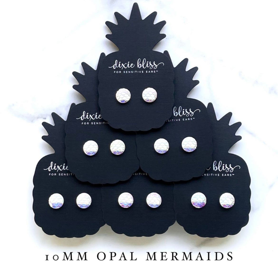 Mermaids in Opal - Dixie Bliss - Single Stud Earrings