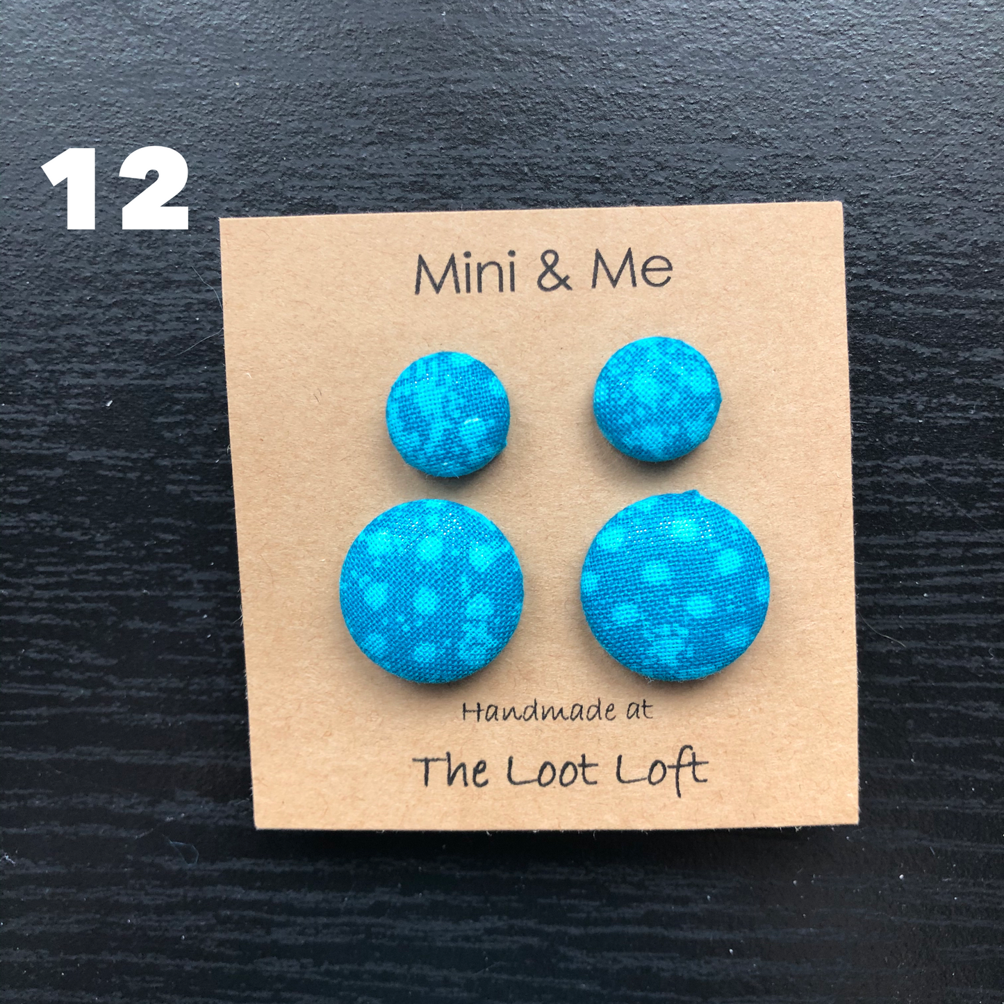 Mini & Me Fabric Cover Button Stud Earrings