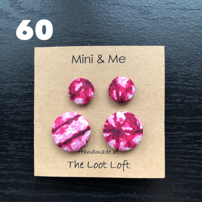 Mini & Me Fabric Cover Button Stud Earrings