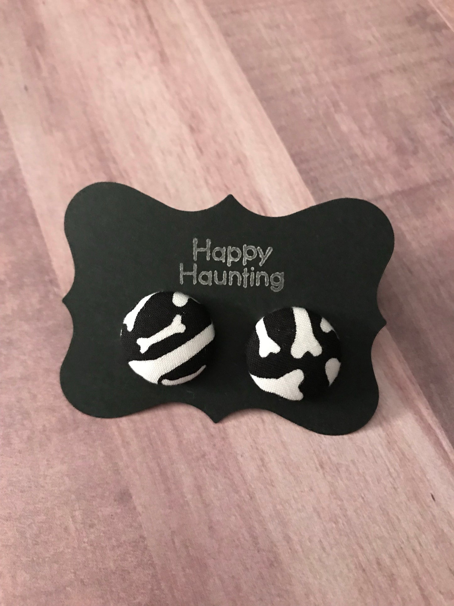 Halloween Fabric Cover Button Stud Earrings