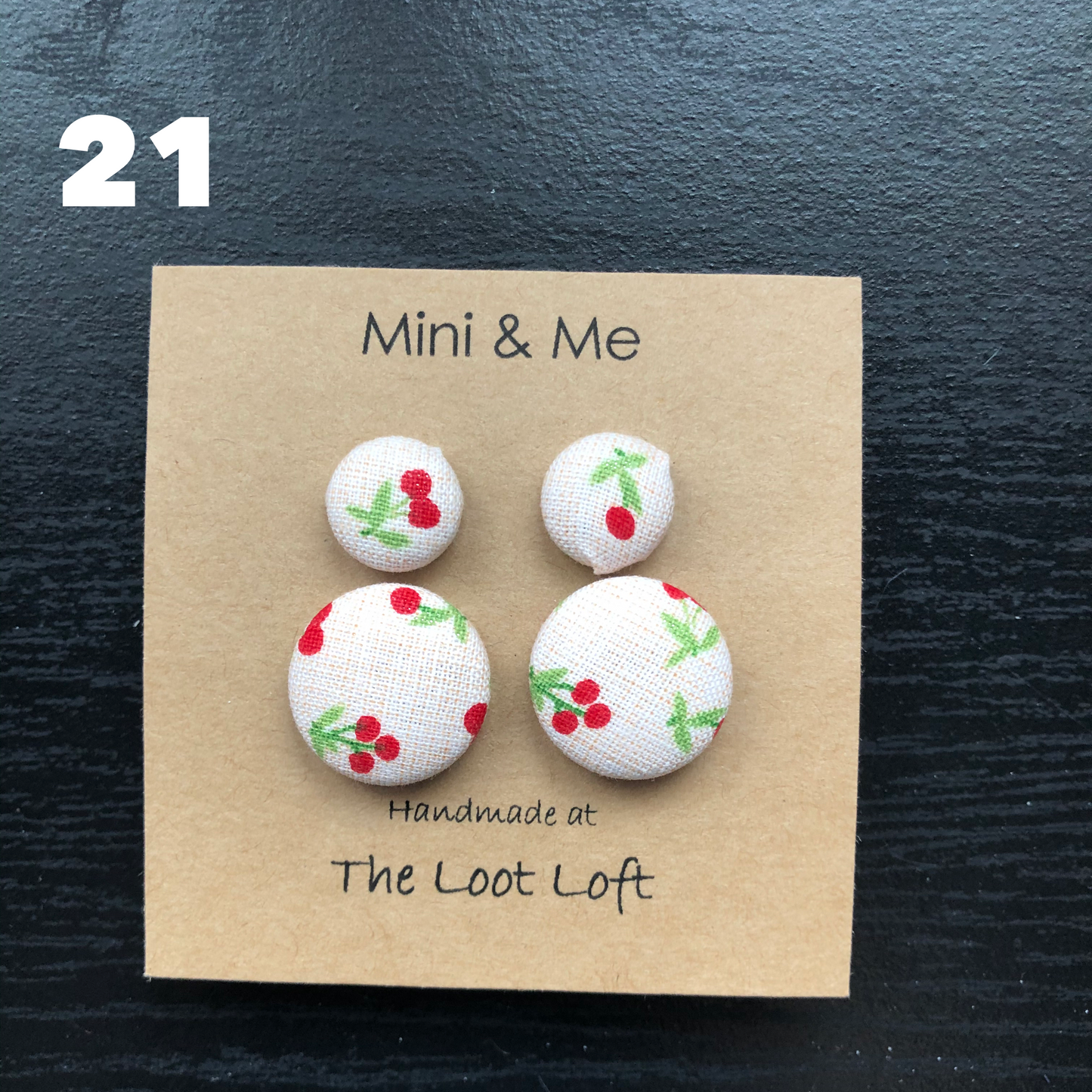 Mini & Me Fabric Cover Button Stud Earrings