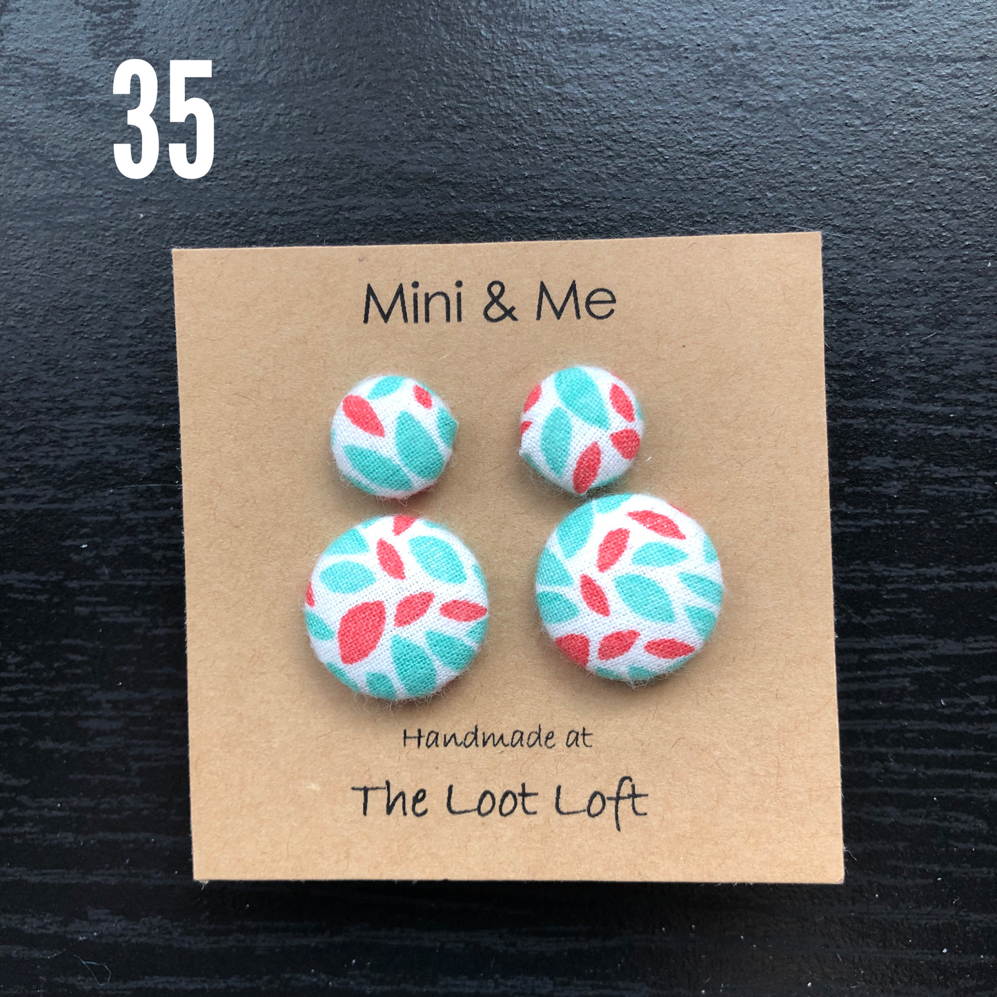 Mini & Me Fabric Cover Button Stud Earrings