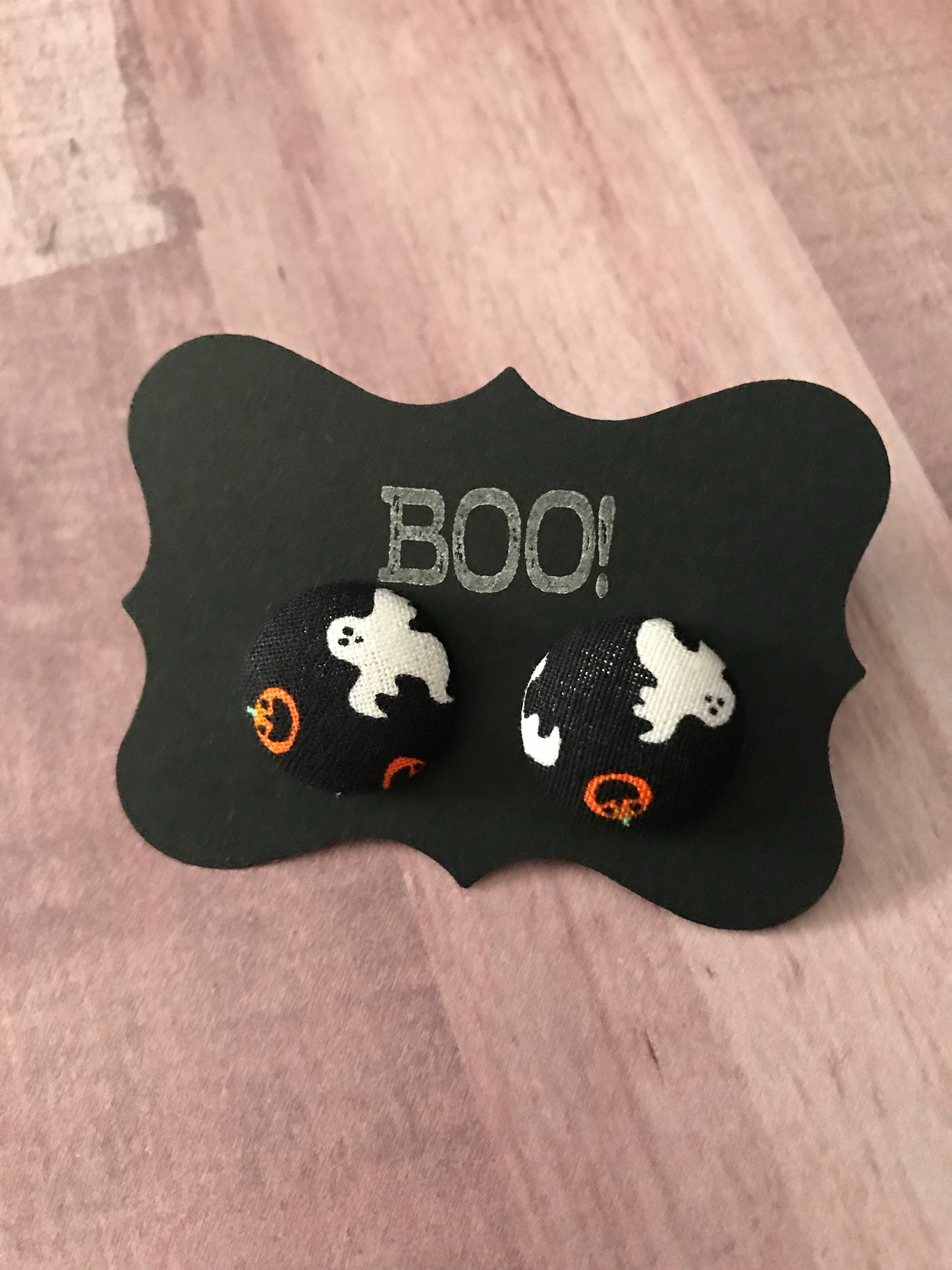 Halloween Fabric Cover Button Stud Earrings