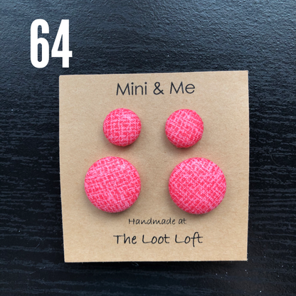 Mini & Me Fabric Cover Button Stud Earrings