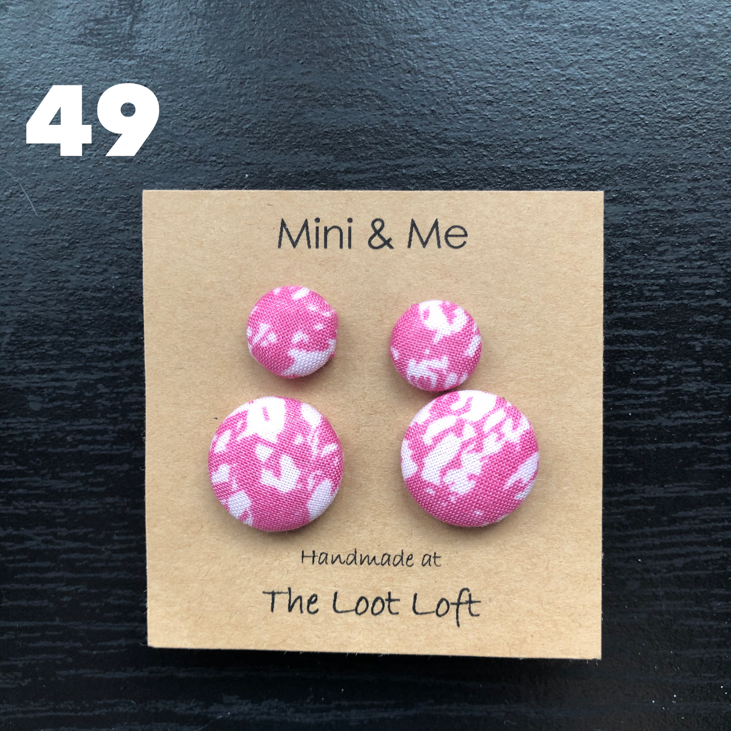 Mini & Me Fabric Cover Button Stud Earrings