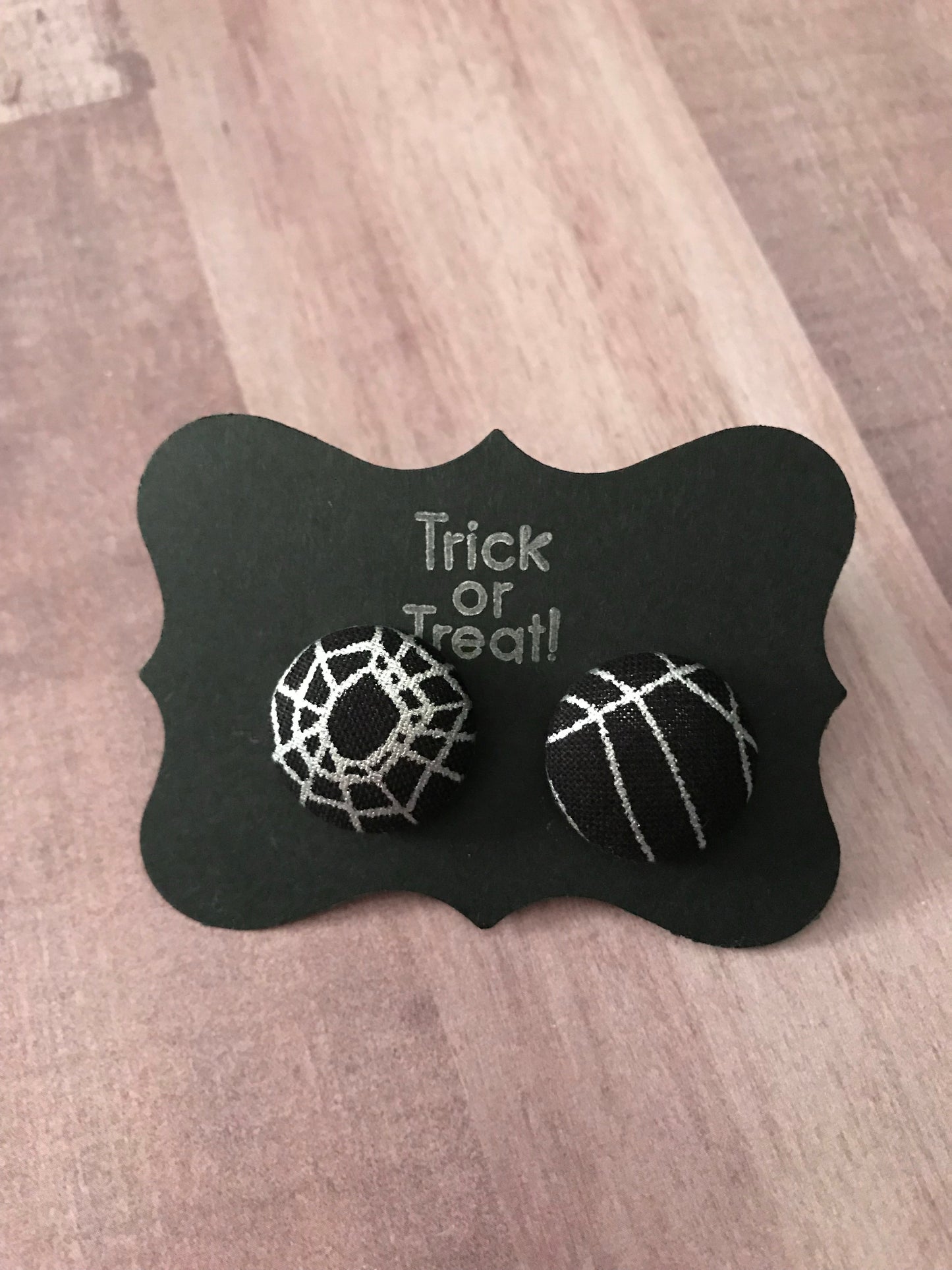 Halloween Fabric Cover Button Stud Earrings