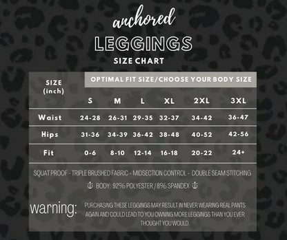 PRE-ORDER Anchored Arrows Classic Comfort Full Length Leggings in black w/pockets