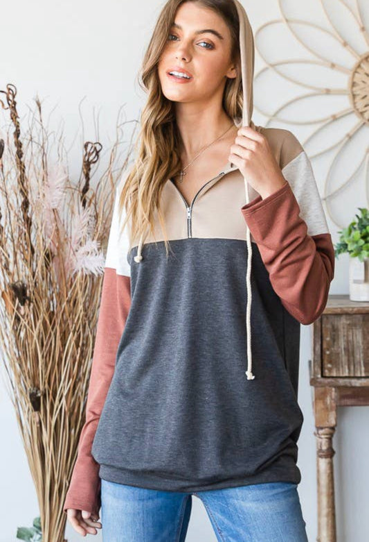 3XL ONLY Outside The Box Color Block Hoodie in Black