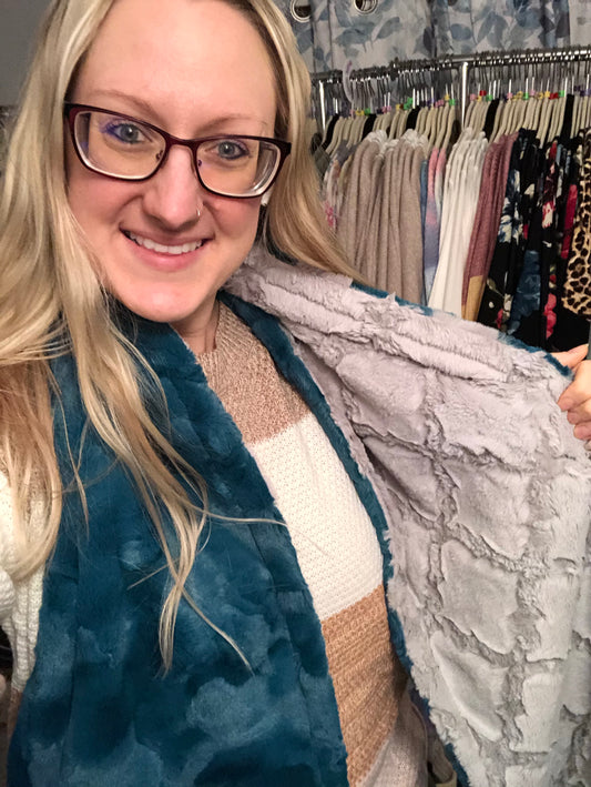 Mallard Hide/Silver Lattice Minky Scarf