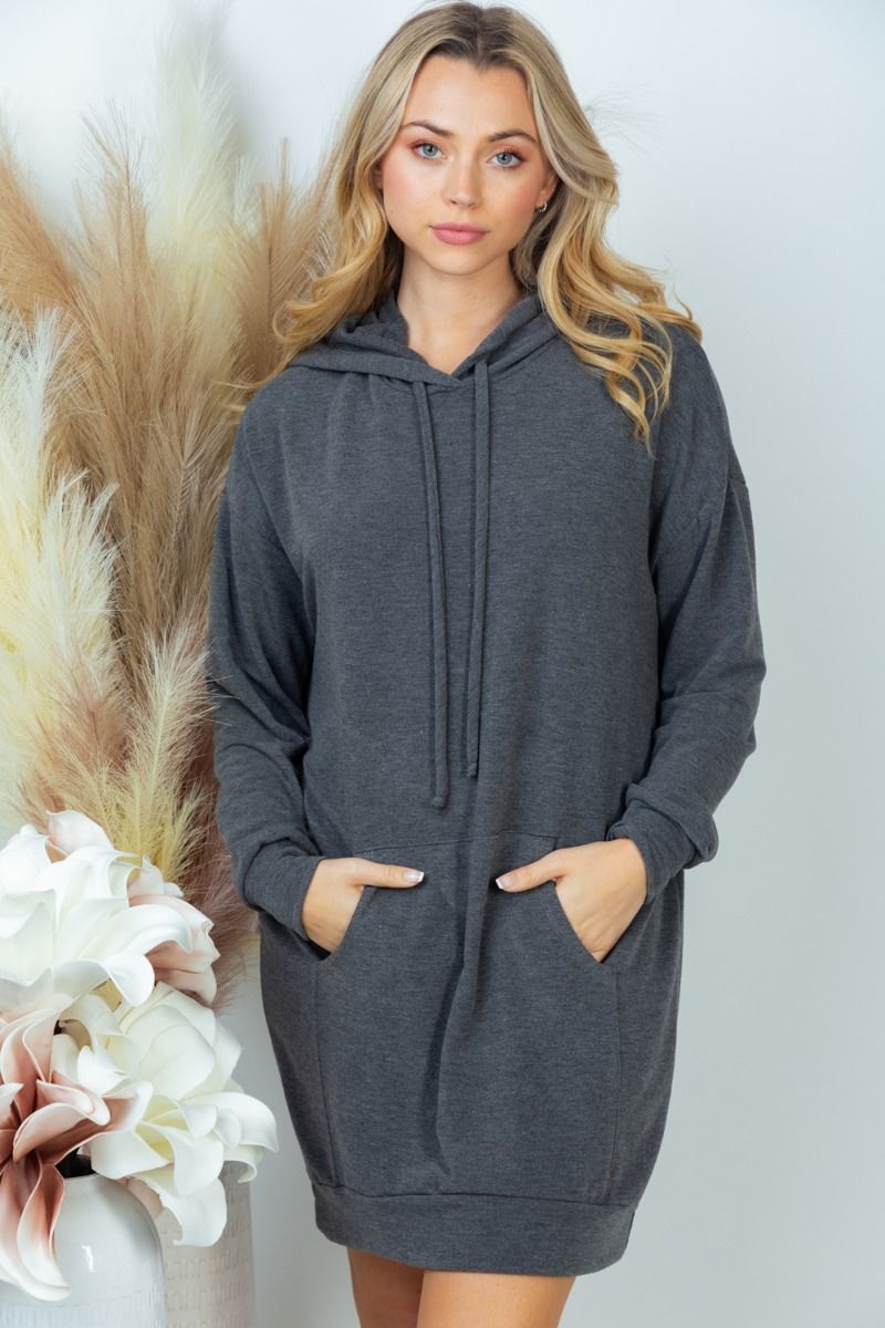 S & XL ONLY Relaxing in the Hood Hoodie Dress in charcoal