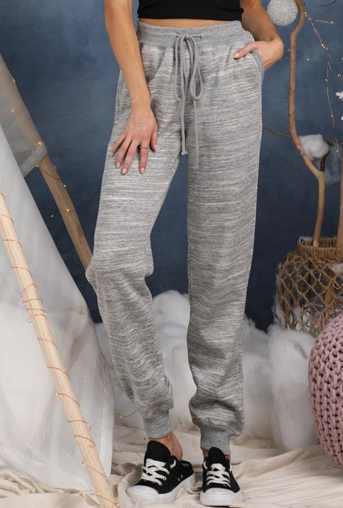 3X ONLY Classic & Casual Jogger Sweatpants in Marbled Charcoal