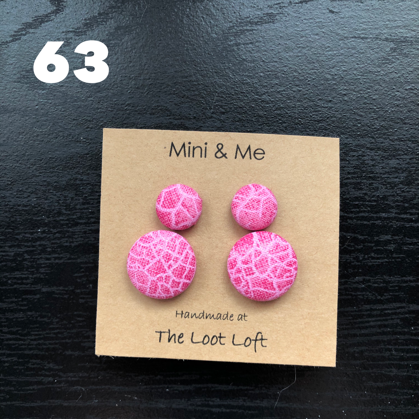 Mini & Me Fabric Cover Button Stud Earrings