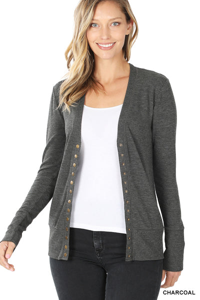 S, XL & 3X ONLY It's a Snap Cardigan in Charcoal