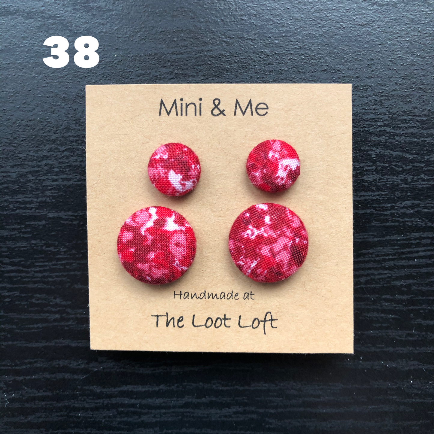 Mini & Me Fabric Cover Button Stud Earrings