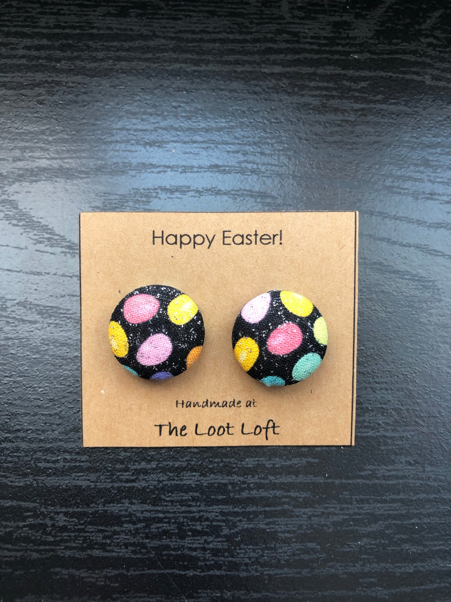Easter Fabric Cover Button Earrings