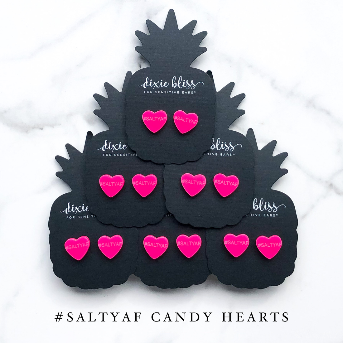 Candy Hearts - #SALTYAF - Dixie Bliss - Single Stud Earrings